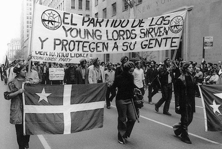Young Lords marching in street
