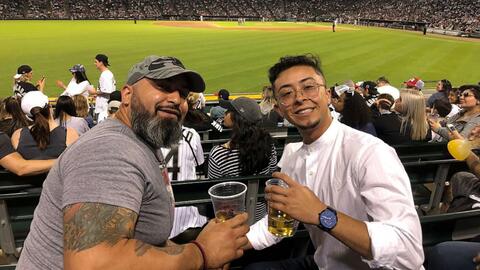 Zeke and dad at baseball game