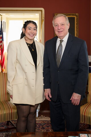 Adriana Matsumoto with U.S. Sen. Dick Durbin of Illinois