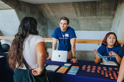 academic advisor sean engages with prospective students