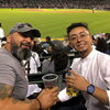 Zeke and dad at baseball game